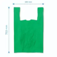 Sacoșă maieu 380×700mm, 50 microni, pliuri 140mm, reciclat, verde