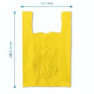 Sacoșă maieu 320×600mm, 50 microni, pliuri 90mm, reciclat, galben