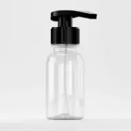 Flacon PET 100ml, transparent, filet 28mm PCO 1810, cu pompiță neagră