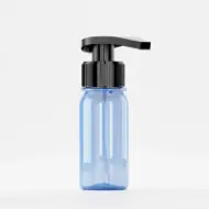 Flacon PET 50ml, albastru, filet 28mm PCO 1810, cu pompiță neagră