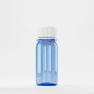 Flacon PET 50ml, albastru, filet 28mm PCO 1810, cu capac alb