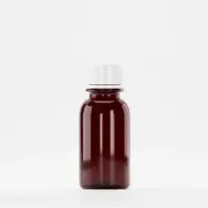 Flacon PET 100ml, brun, filet 28mm PCO 1810, cu capac alb