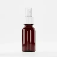 Flacon PET 100ml, brun, filet 28mm, cu atomizor alb