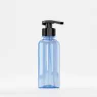 Flacon PET 200ml, albastru, filet 28mm PCO 1810, cu pompiță neagră
