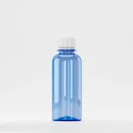 Flacon PET 200ml, albastru, filet 28mm PCO 1810, cu capac alb
