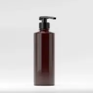 Flacon PET 400ml, brun, 35 grame, filet 28mm, cu pompiță neagră