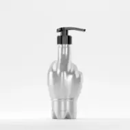 Flacon PET 370ml, gri, 27 grame, filet 28mm, cu pompiță neagră