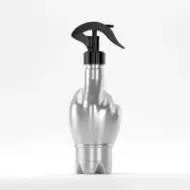 Flacon PET 370ml, gri, 27 grame, filet 28mm, cu pulverizator negru