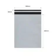 Plic curierat cu adeziv 350×450mm + clapetă 50mm, LDPE alb-negru